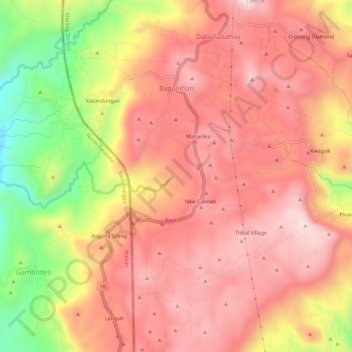 Mapa topográfico Baganihan, altitud, relieve