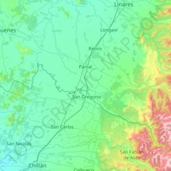 Mapa topográfico Parral, altitud, relieve