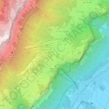 Mapa topográfico Saint-Hilaire, altitud, relieve