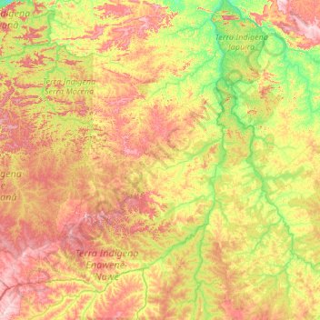 Mapa topográfico Juína, altitud, relieve