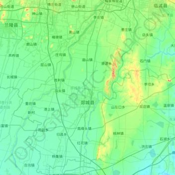 Mapa topográfico 郯城县, altitud, relieve