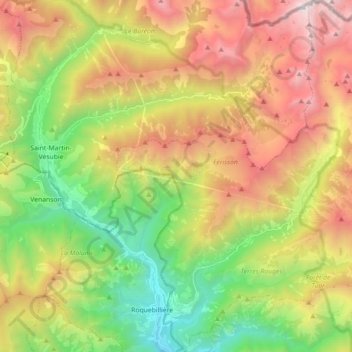 Mapa topográfico Belvedere, altitud, relieve