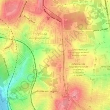 Mapa topográfico Парк Северный, altitud, relieve