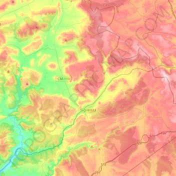 Mapa topográfico Sigüenza, altitud, relieve