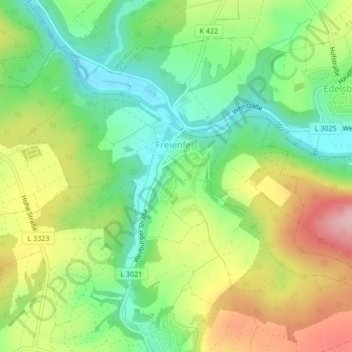 Mapa topográfico Freienfels, altitud, relieve