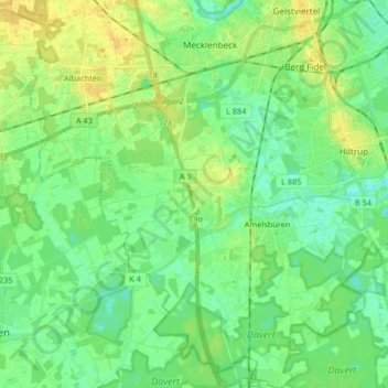 Mapa topográfico 48163, altitud, relieve