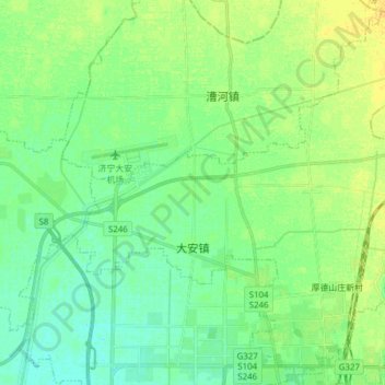 Mapa topográfico 大安镇, altitud, relieve