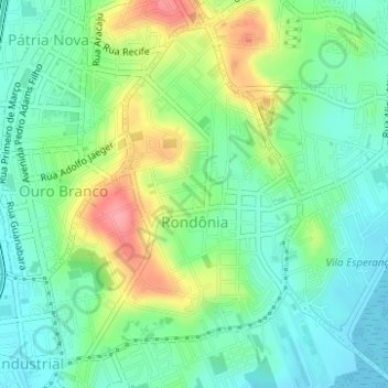 Mapa topográfico Rondônia, altitud, relieve