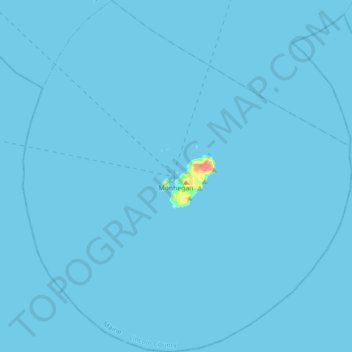 Mapa topográfico Monhegan Island Plantation, altitud, relieve