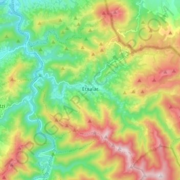 Mapa topográfico Echalar, altitud, relieve
