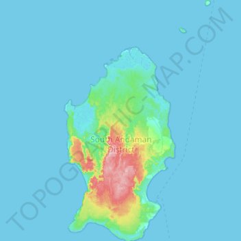 Mapa topográfico Little Andaman, altitud, relieve