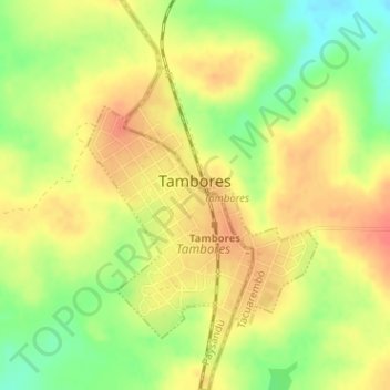 Mapa topográfico Tambores, altitud, relieve