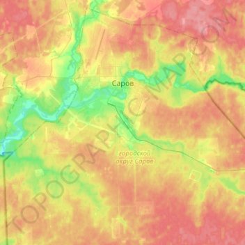 Mapa topográfico Саров, altitud, relieve