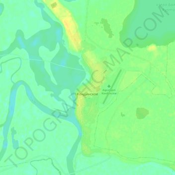 Mapa topográfico Кондинское, altitud, relieve