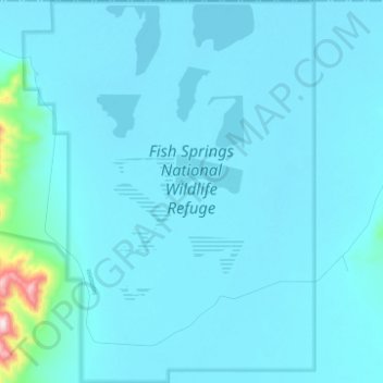 Mapa topográfico Fish Springs National Wildlife Refuge, altitud, relieve
