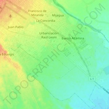 Mapa topográfico Parroquia Ramón Ignacio Méndez, altitud, relieve