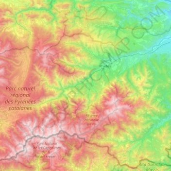 Mapa topográfico Conflent, altitud, relieve