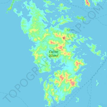 Mapa topográfico Culion Island, altitud, relieve