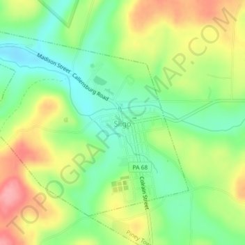 Mapa topográfico Sligo, altitud, relieve
