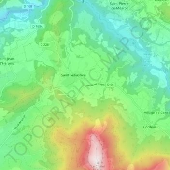 Mapa topográfico Saint-Sébastien, altitud, relieve