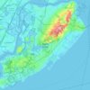 Mapa topográfico Staten Island, altitud, relieve