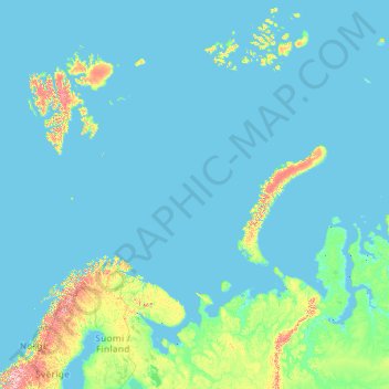 Mapa topográfico Oblast Archangelsk, altitud, relieve