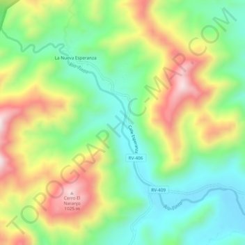Mapa topográfico Río Tinto, altitud, relieve