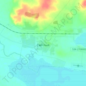 Mapa topográfico Светлый, altitud, relieve