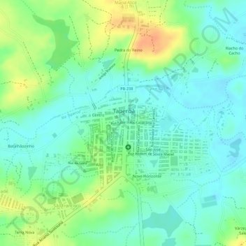 Mapa topográfico Praça das Pelotas, altitud, relieve