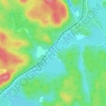 Mapa topográfico Lower Island Lake, altitud, relieve