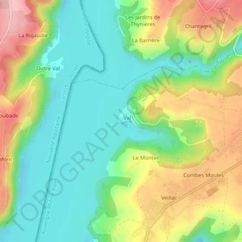 Mapa topográfico Château de Val, altitud, relieve