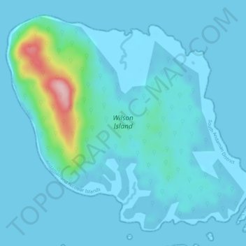 Mapa topográfico Wilson Island, altitud, relieve