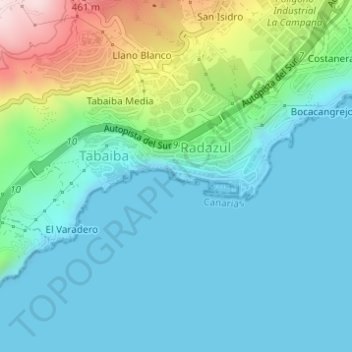 Mapa topográfico Radazul, altitud, relieve