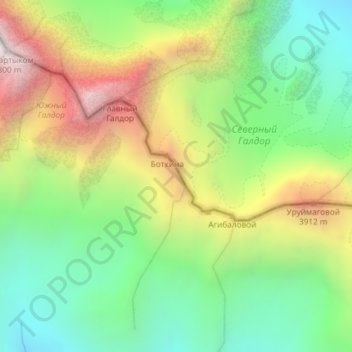 Mapa topográfico Суганский хребет, altitud, relieve