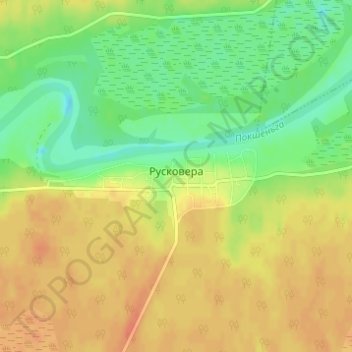 Mapa topográfico Русковера, altitud, relieve