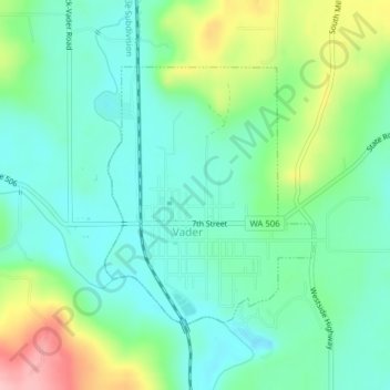 Mapa topográfico Vader, altitud, relieve