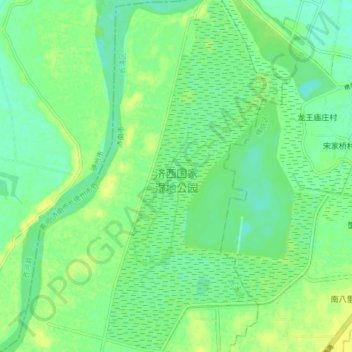 Mapa topográfico 济西国家湿地公园, altitud, relieve