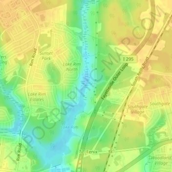 Mapa topográfico NC Wildlife Resources Commission - Lake Rim, altitud, relieve