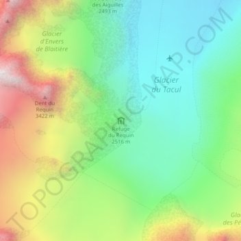 Mapa topográfico Refuge du Requin, altitud, relieve