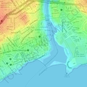 Mapa topográfico Parque Colón, altitud, relieve