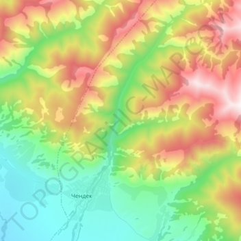 Mapa topográfico Чендек, altitud, relieve