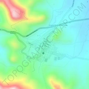 Mapa topográfico Tarabuco, altitud, relieve