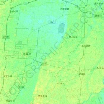 Mapa topográfico 南水北调东线, altitud, relieve