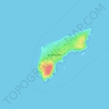 Mapa topográfico Great Saltee, altitud, relieve