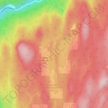 Mapa topográfico Clifford Lake, altitud, relieve