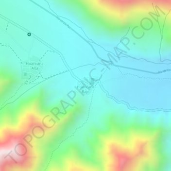 Mapa topográfico Huaricana Bajo, altitud, relieve