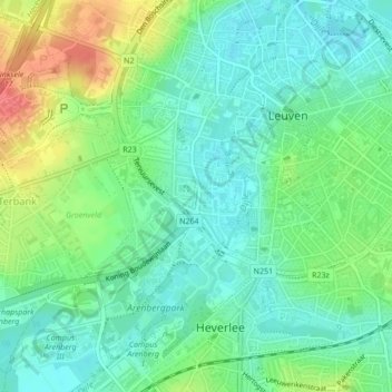 Mapa topográfico Voer, altitud, relieve