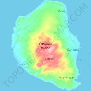 Mapa topográfico Carabao Island, altitud, relieve