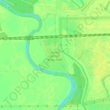 Mapa topográfico Sienna (Brazos River) Park, altitud, relieve