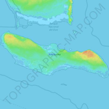 Mapa topográfico Isla Saona, altitud, relieve
